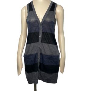 Theory sheer wool vest top striped sz medium
